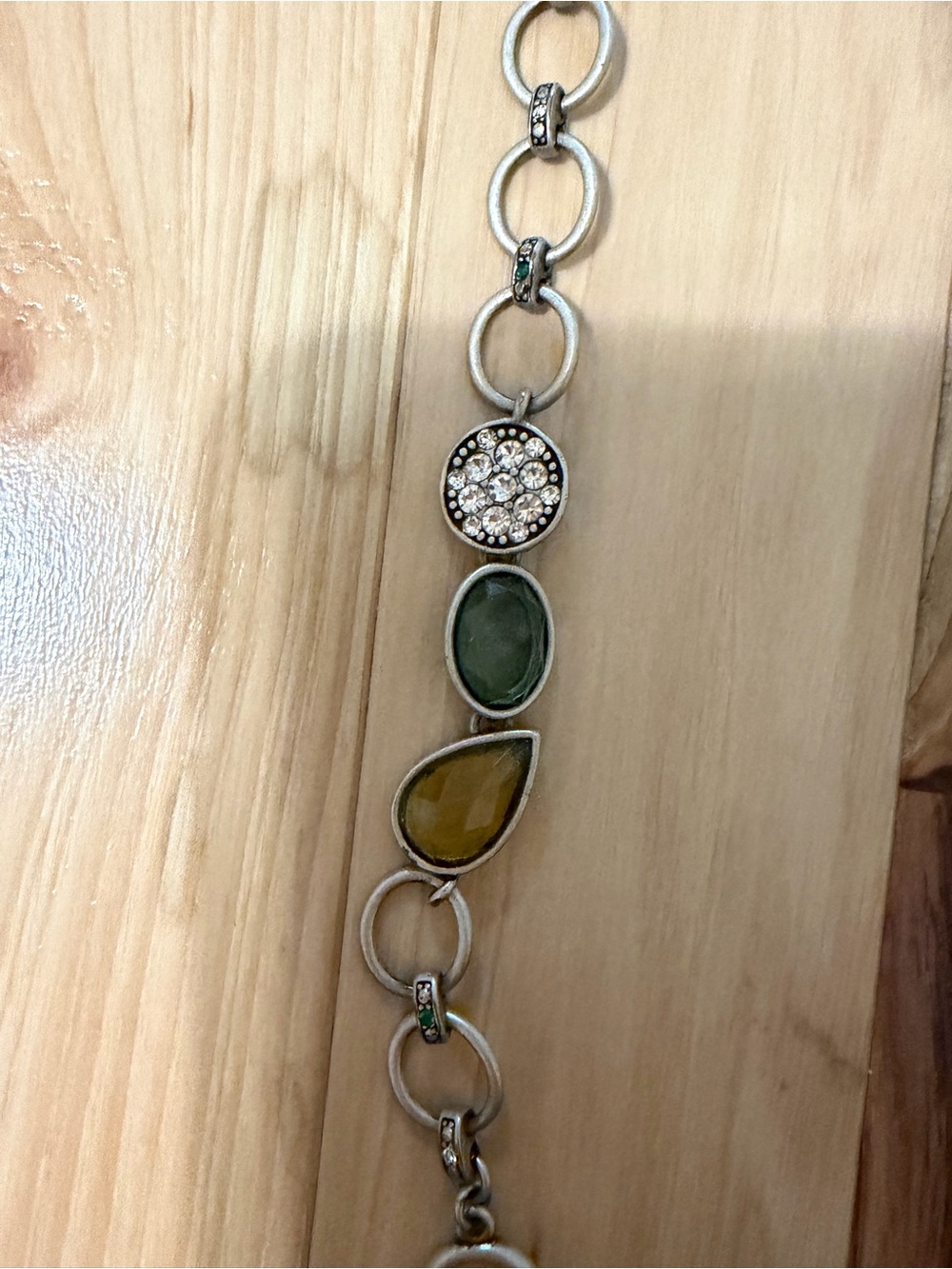 Lia Sophia Silver-Link Bracelet with Green and Yellow Stones